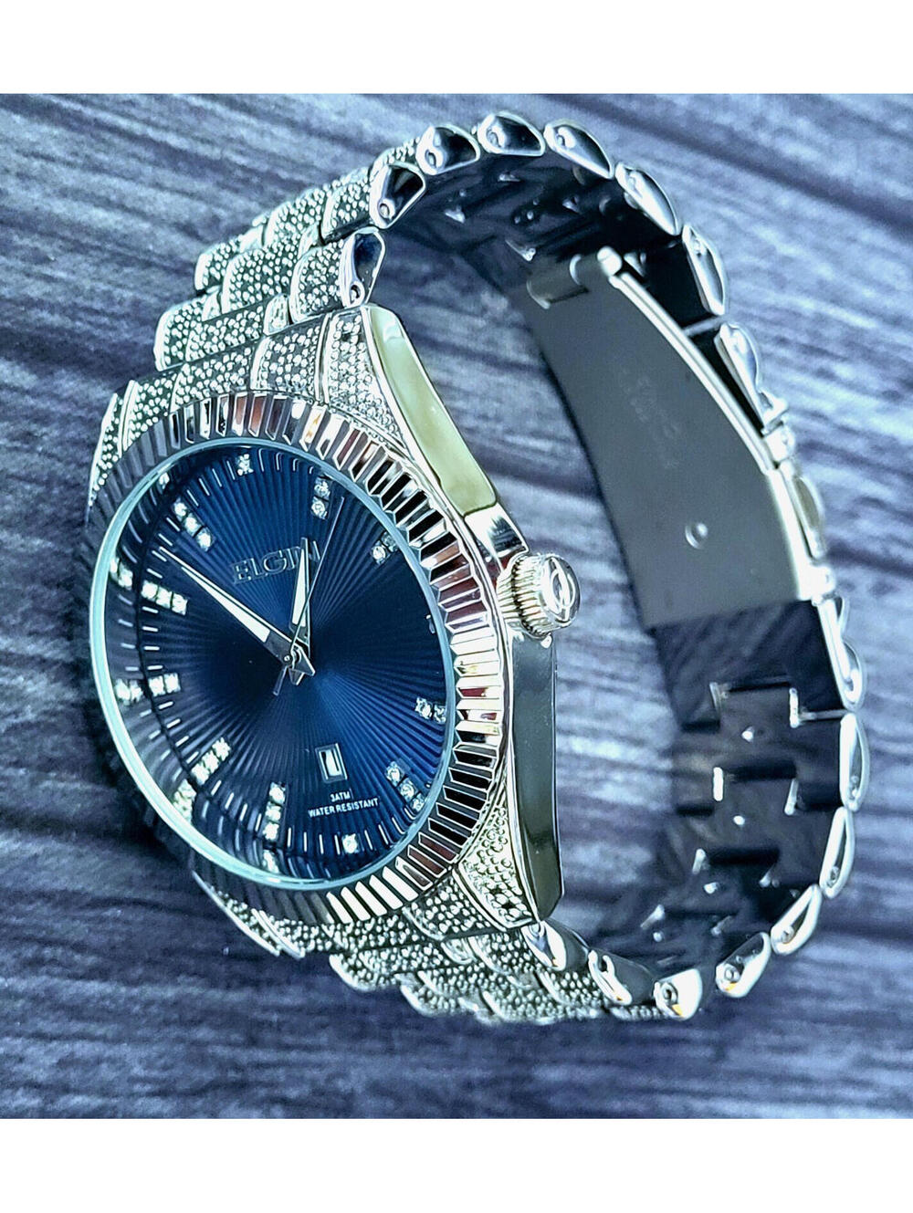 Rare Elgin Paved Diamond Dial Men's Watch Authorized Dealer